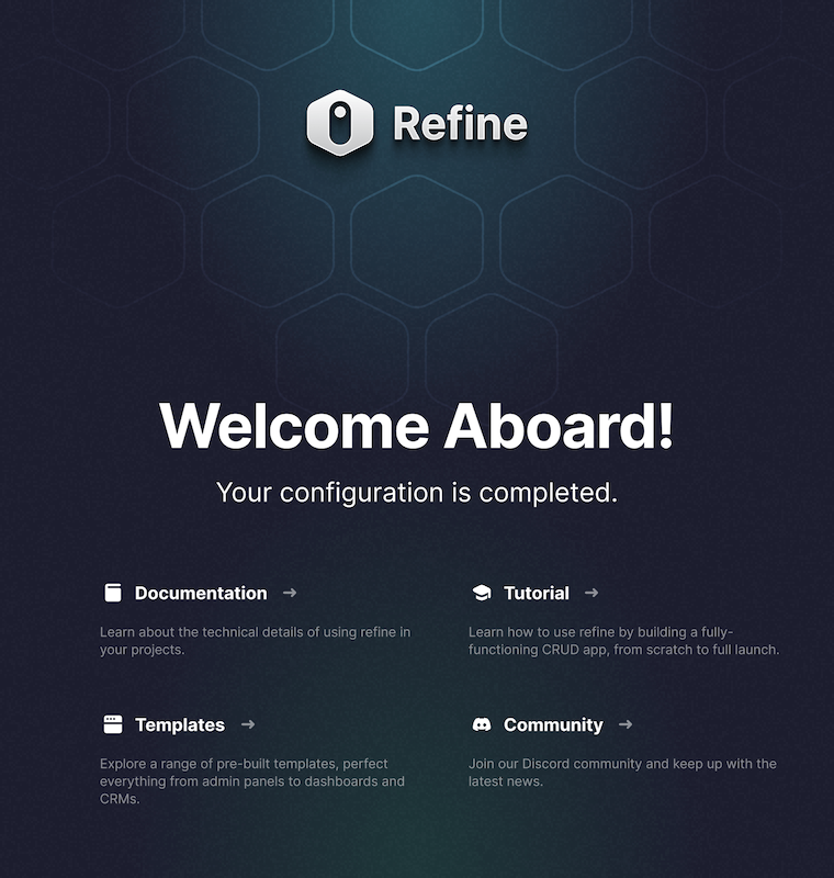 Refine welcome page